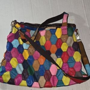 Ameri  Leather Patch Work Hobo